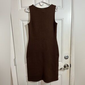 Ralph Lauren Chocolate Brown Wool Silk Cashmere Midi Dress Size Small